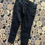 Black Letter Cargo Jeans Pant