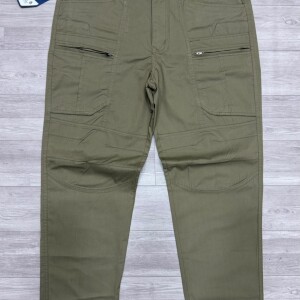 wood machine front zip cargo cotton pant
