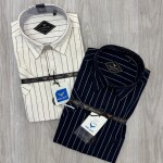 black letter linen stripes shirt