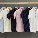 black letter linen stripes shirt