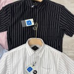 black letter linen stripes shirt