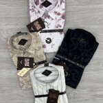 black letter half sleeve linen printed shirt