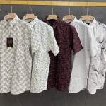 black letter half sleeve big size linen printed shirt