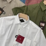 black letter half sleeve linen plain shirt