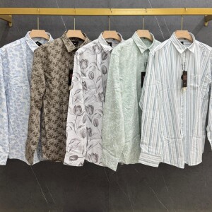 black letter big size linen printed shirt