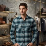 logoff brushing twill checks double pocket shirt