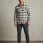 logoff brushing twill checks double pocket shirt