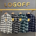 logoff brushing twill checks double pocket shirt