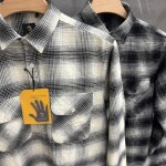 logoff brushing twill checks double pocket shirt