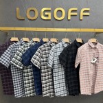 logoff half sleeve cotton oxford checks shirt