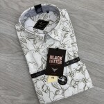 black letter half sleeve linen printed shirt