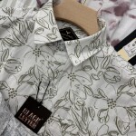 black letter half sleeve linen printed shirt