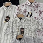 black letter half sleeve linen printed shirt