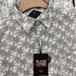 black letter linen printed shirt
