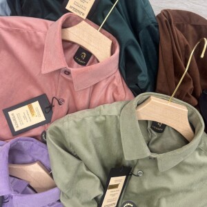 logoff velvet fabric elbow patch shirt