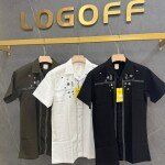 LOGOFF COTTON LINEN EMBROIDERY SHIRT