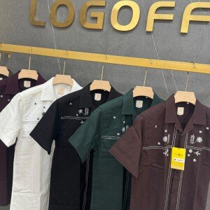 LOGOFF COTTON LINEN EMBROIDERY SHIRT