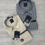black letter imported linen stripes shirt