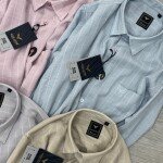 black letter imported linen stripes shirt