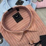 black letter linen stripes shirt