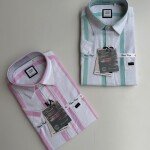 chain craft half sleeve linen stripes shirt