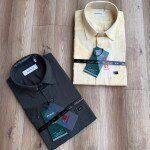 WORD WALE HALF SLEEVE COTTON LINEN SHIRT