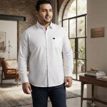 word wale big size linen stripes shirt