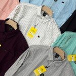 logoff cotton oxford stripes shirt