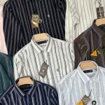 logoff cotton linen stripes shirt