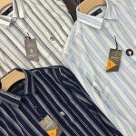 logoff cotton linen stripes shirt
