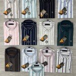 logoff cotton linen stripes shirt