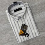 logoff cotton linen stripes shirt