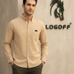 logoff cotton oxford plain shirt