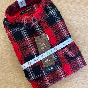 s square brushing twill checks double pocket shirt