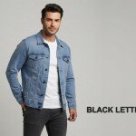 black letter premium denim jacket