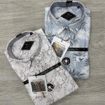 black letter cotton linen printed shirt