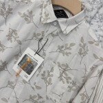 black letter cotton linen printed shirt