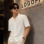 logoff imported popcorn fabric shirt