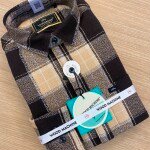 wood machine brush cotton check shirt
