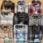 wood machine brush cotton check shirt