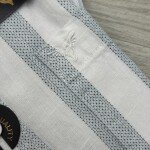 black letter half sleeve cotton linen stripes shirt