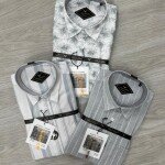 black letter cotton linen printed shirt