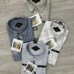 black letter cotton linen printed shirt