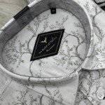 black letter cotton linen printed shirt