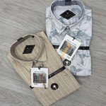black letter cotton linen printed shirt