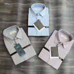 word wale imported linen small stripes shirt