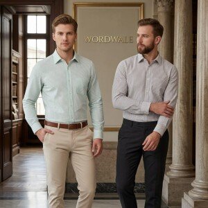 word wale imported linen small stripes shirt