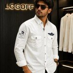 logoff cotton twill double pocket shirt