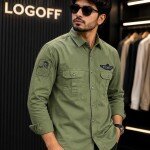 logoff cotton twill double pocket shirt