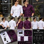 Black letter imported satin shirts